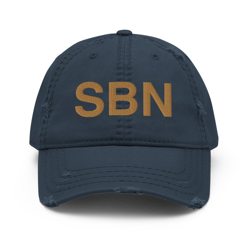 Navy & Gold SBN South Bend Airport Code Distressed Dad Hat