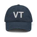 Vermont VT State Abbreviation Distressed Dad Hat