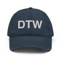 DTW Detroit MI Airport Code Distressed Dad Hat