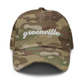Cursive Greenville SC Camo Dad Hat