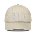 313 Detroit MI Area Code Organic Cotton Dad Hat
