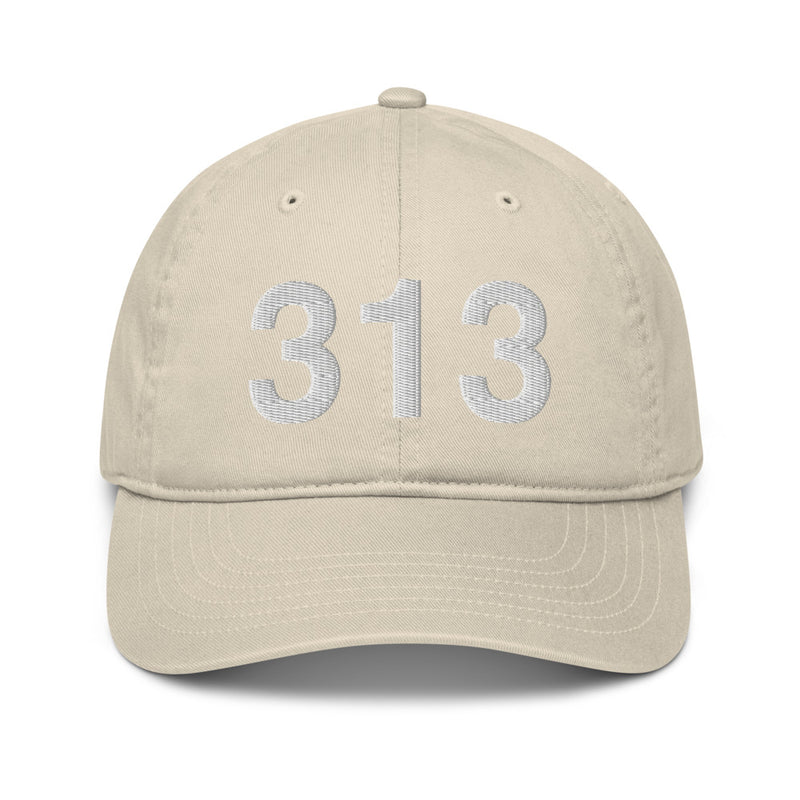 313 Detroit MI Area Code Organic Cotton Dad Hat