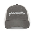Cursive Greenville SC Faded Trucker Hat