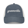 Cursive Greenville SC Faded Trucker Hat
