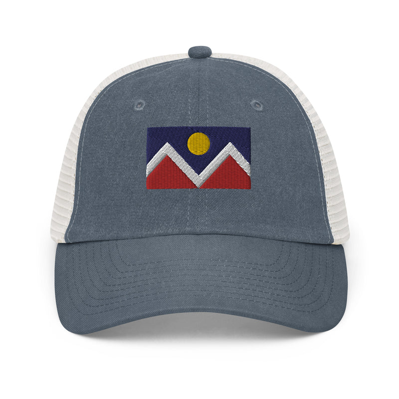 Denver Colorado Flag Faded Trucker Hat