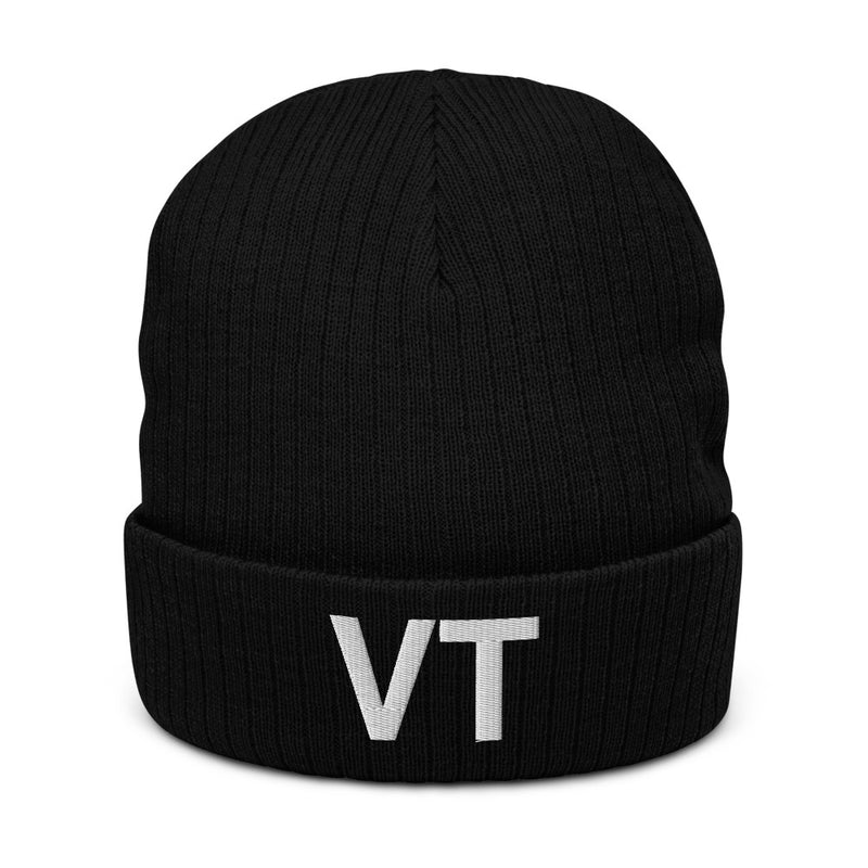 Vermont VT State Abbreviation Recycled Polyester Cuffed Beanie