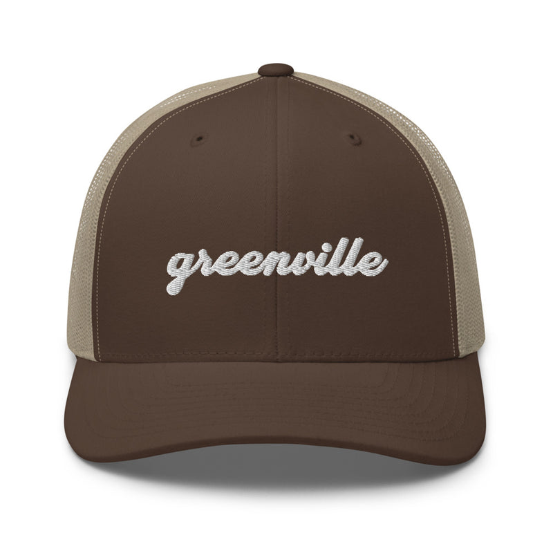 Cursive Greenville SC Trucker Hat