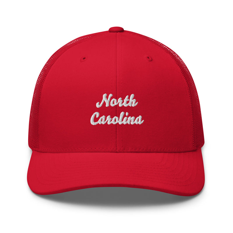 Cursive North Carolina Trucker Hat