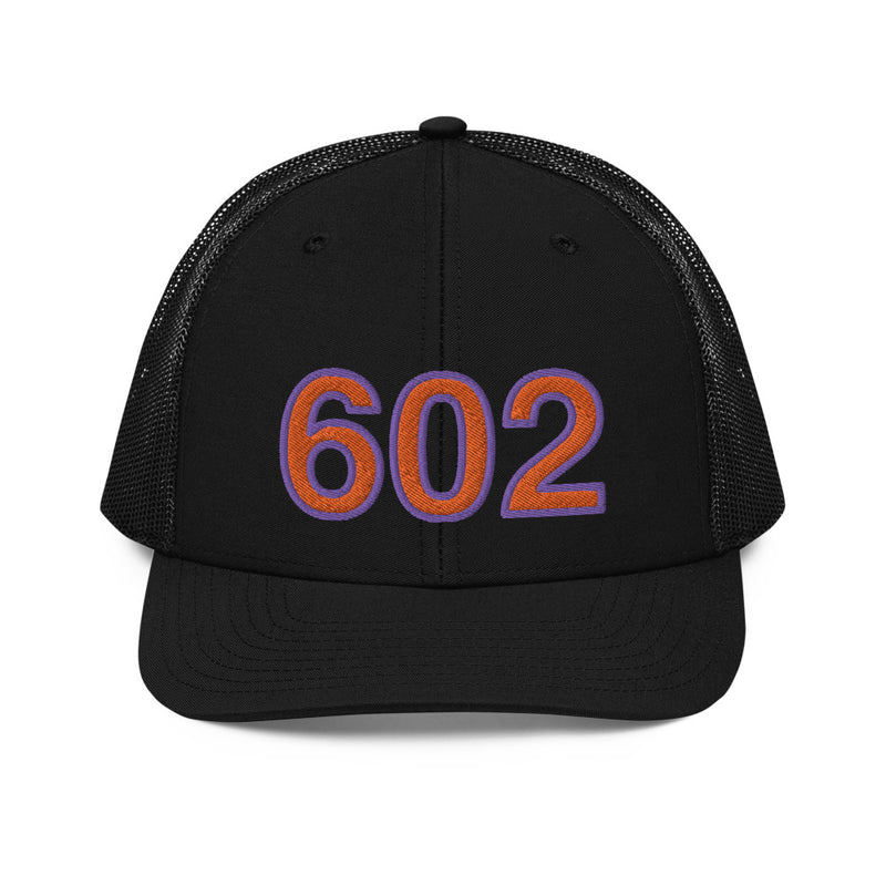 Orange and Purple 602 Phoenix Area Code Richardson Trucker Hat