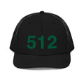 Black and Green 512 Austin Area Code Richardson Trucker Hat