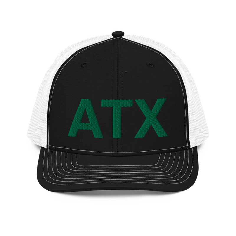 Black and Green ATX Austin City Code Richardson Trucker Hat