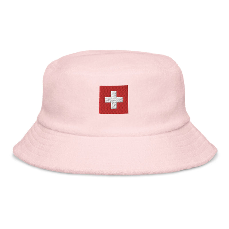 Switzerland Flag Terry Cloth Bucket Hat