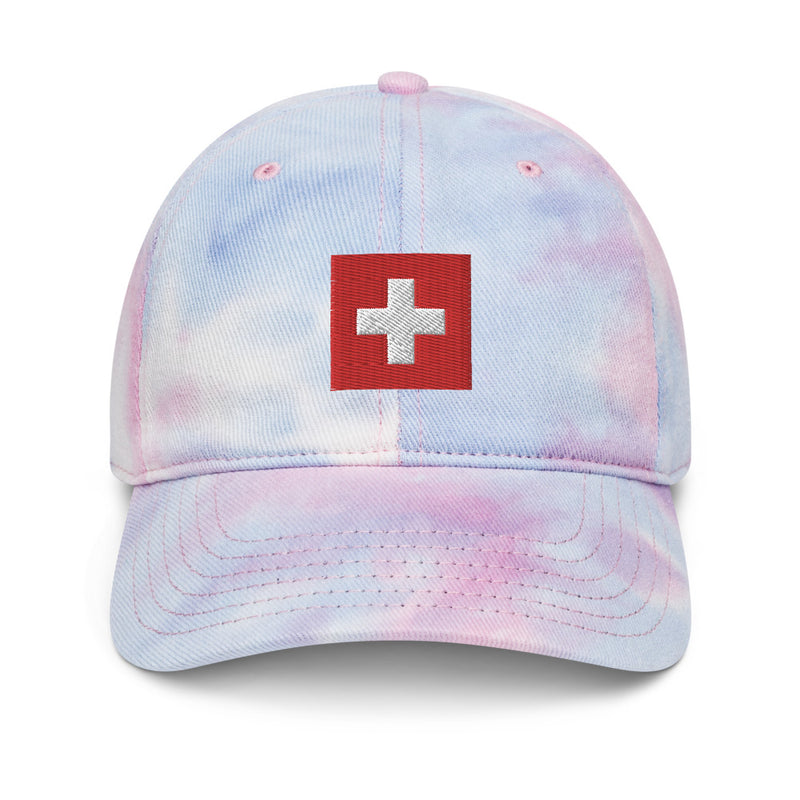 Switzerland Flag Tie Dye Dad Hat