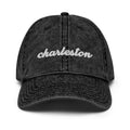 Cursive Charleston SC Faded Dad Hat