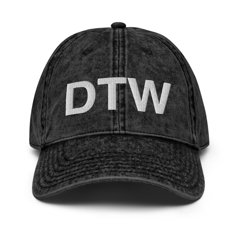 DTW Detroit MI Airport Code Faded Dad Hat