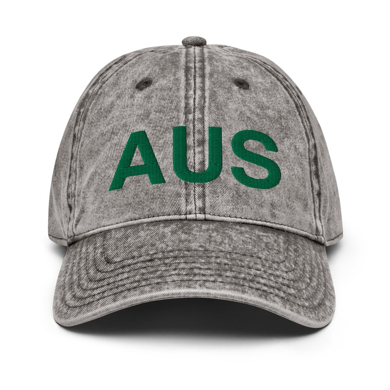 Black and Green AUS Austin Airport Code Faded Dad Hat