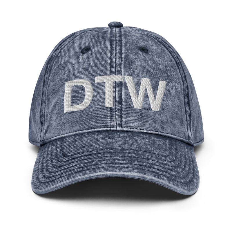 DTW Detroit MI Airport Code Faded Dad Hat