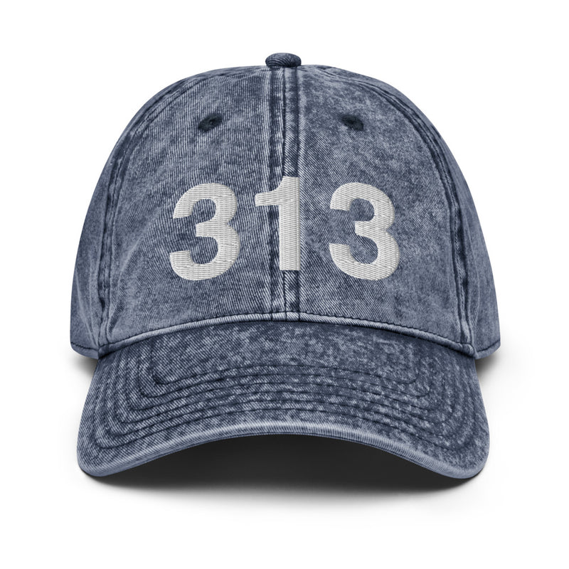 313 Detroit MI Area Code Faded Dad Hat