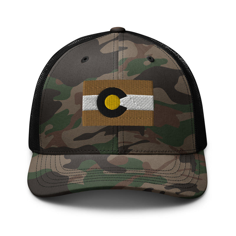 Boulder Colorado Flag Camo Trucker Hat