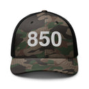 850 Florida Panhandle Area Code Camo Trucker Hat
