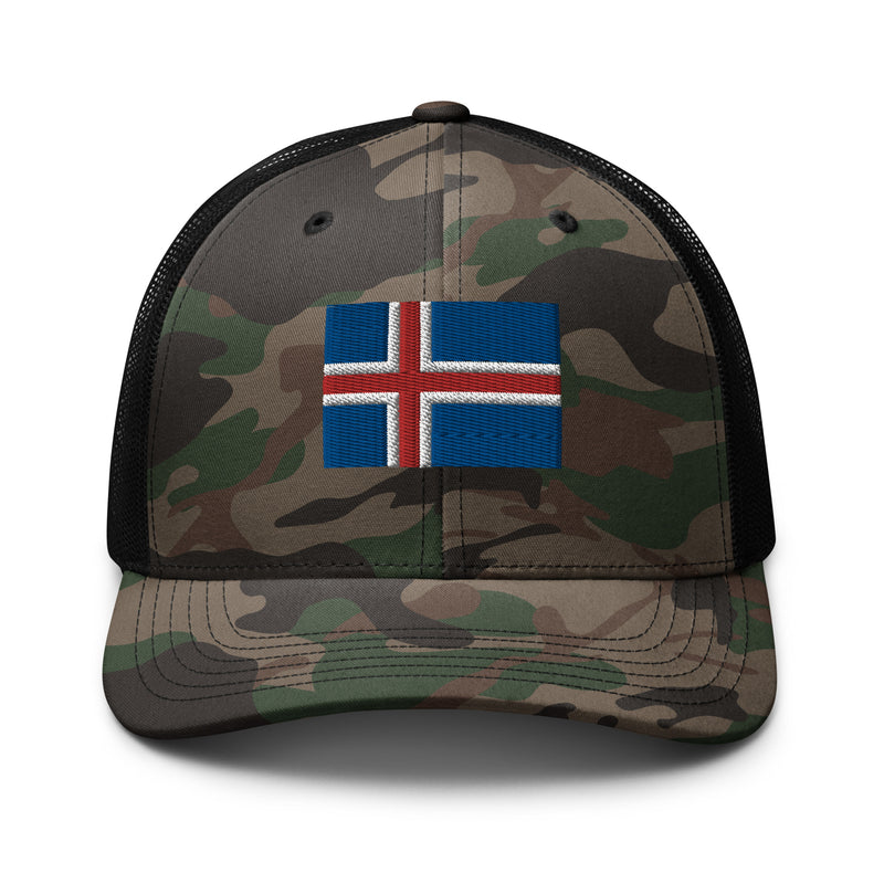 Iceland Flag Camo Trucker Hat