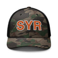 Orange and White SYR Syracuse Airport Code Camo Trucker Hat