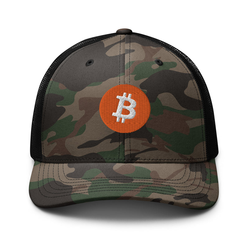 Bitcoin Logo Camo Trucker Hat
