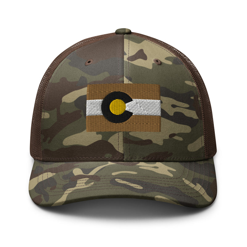 Boulder Colorado Flag Camo Trucker Hat