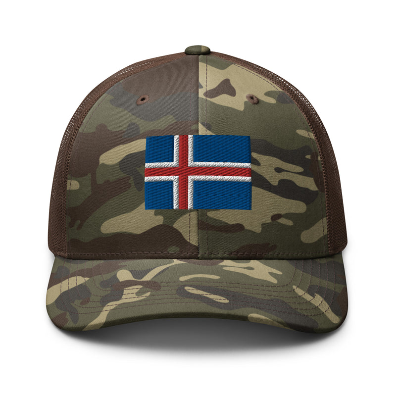 Iceland Flag Camo Trucker Hat