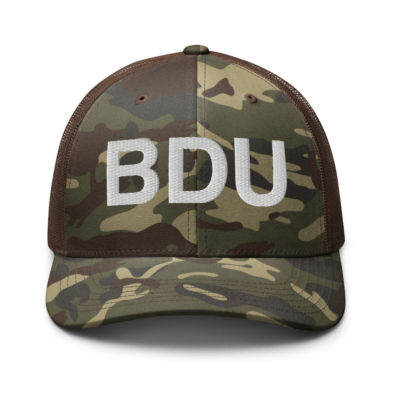 BDU Boulder Airport Code  Camo Trucker Hat