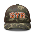 Orange and White SYR Syracuse Airport Code Camo Trucker Hat