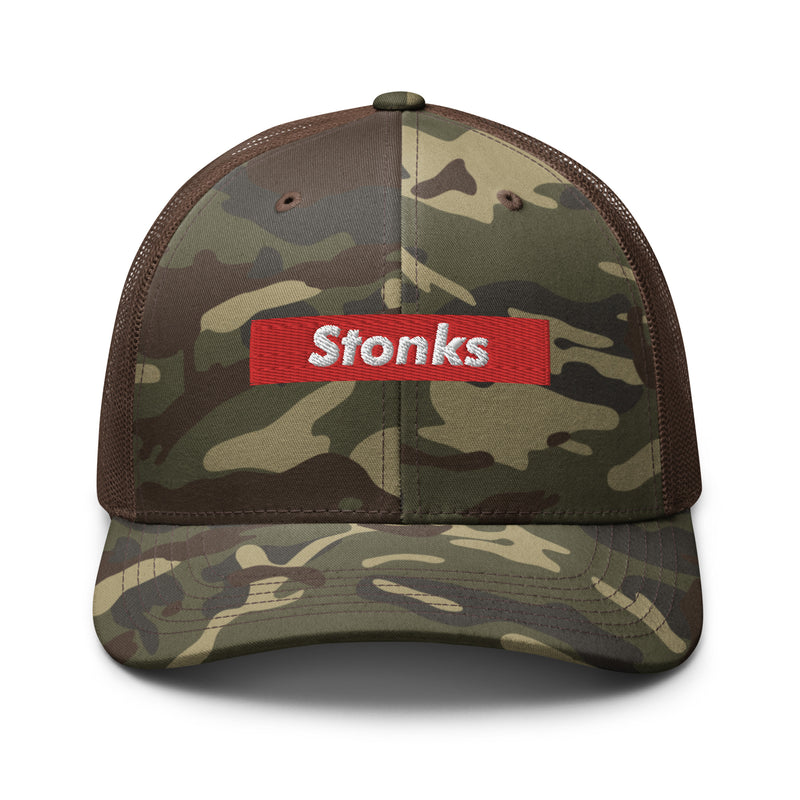 Stonks Box Logo Camo Trucker Hat