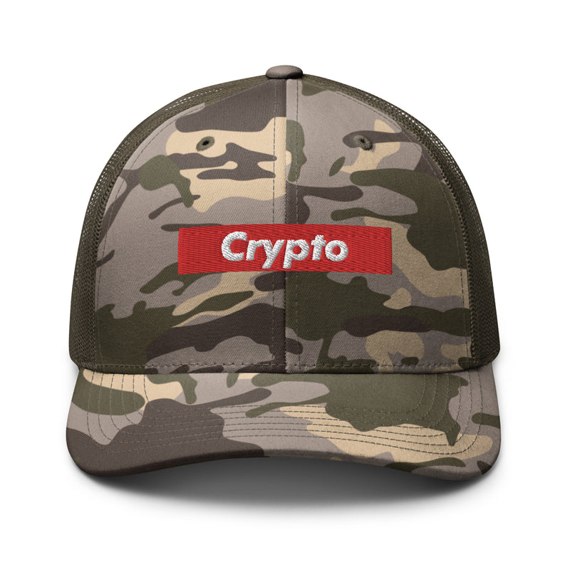 Crypto Box Logo Camo Trucker Hat