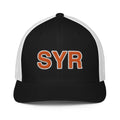 Orange and White SYR Syracuse Airport Code Closed Back Trucker Hat
