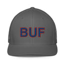 Blue and Red BUF Buffalo Airport Code Closed Back Trucker Hat