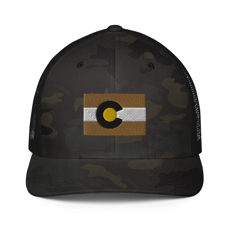 Boulder Colorado Flag Closed Back Trucker Hat