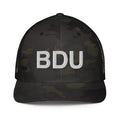 BDU Boulder Airport Code Closed Back Trucker Hat