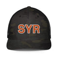 Orange and White SYR Syracuse Airport Code Closed Back Trucker Hat