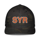 Orange and White SYR Syracuse Airport Code Closed Back Trucker Hat
