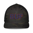 Blue and Red BUF Buffalo Airport Code Closed Back Trucker Hat
