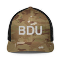 BDU Boulder Airport Code Closed Back Trucker Hat