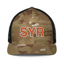 Orange and White SYR Syracuse Airport Code Closed Back Trucker Hat