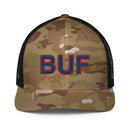 Blue and Red BUF Buffalo Airport Code Closed Back Trucker Hat