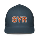 Orange and White SYR Syracuse Airport Code Closed Back Trucker Hat