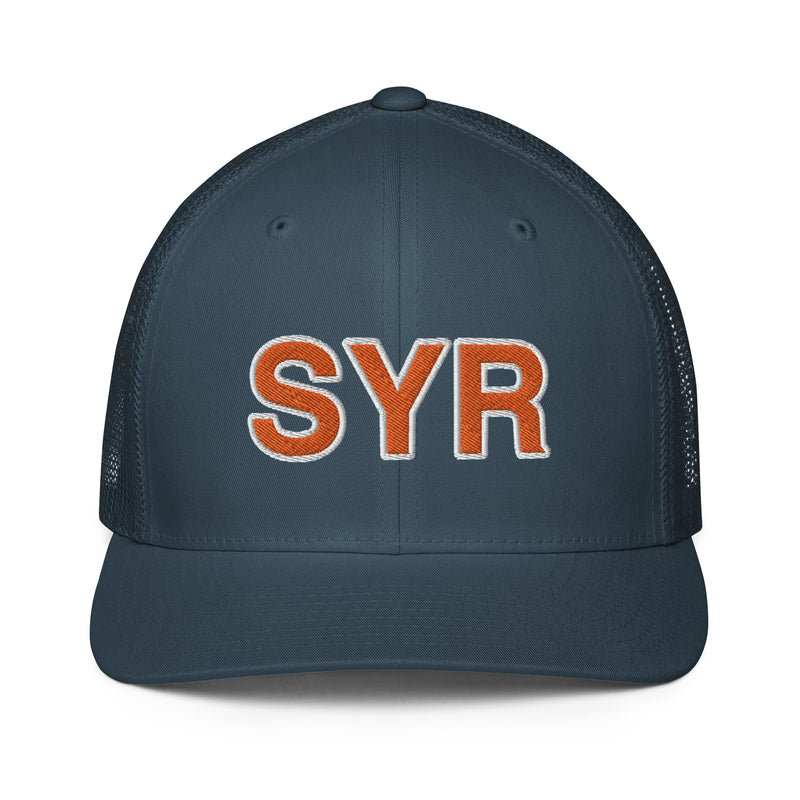 Orange and White SYR Syracuse Airport Code Closed Back Trucker Hat
