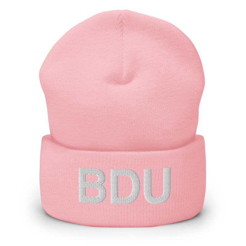 BDU Boulder Airport Code Cuffed Beanie