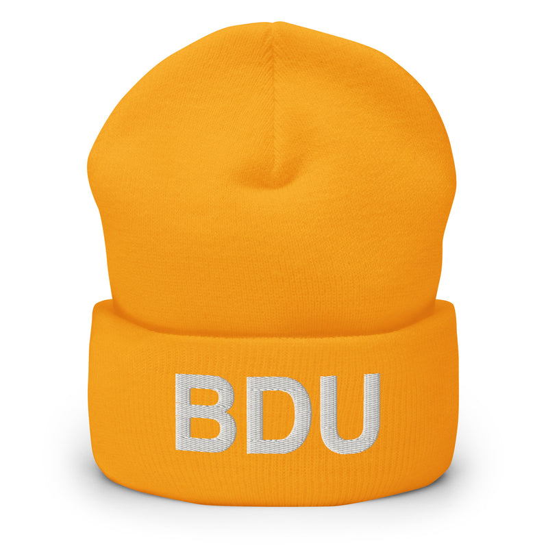 BDU Boulder Airport Code Cuffed Beanie