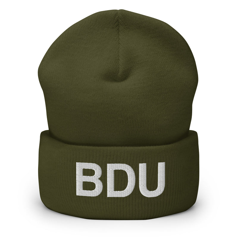 BDU Boulder Airport Code Cuffed Beanie