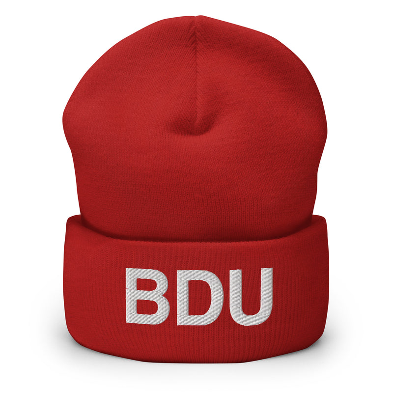 BDU Boulder Airport Code Cuffed Beanie