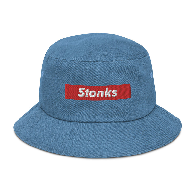 Stonks Box Logo Denim Bucket Hat